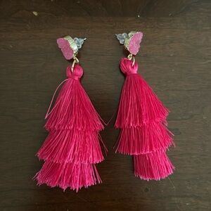 Pink tassel earrings